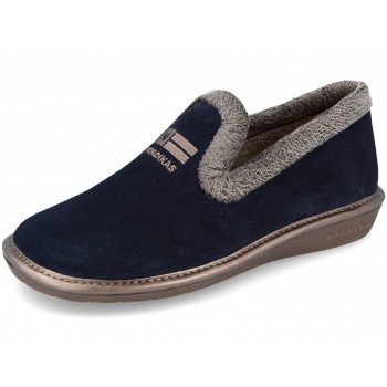 Chaussons en velour bleu marine